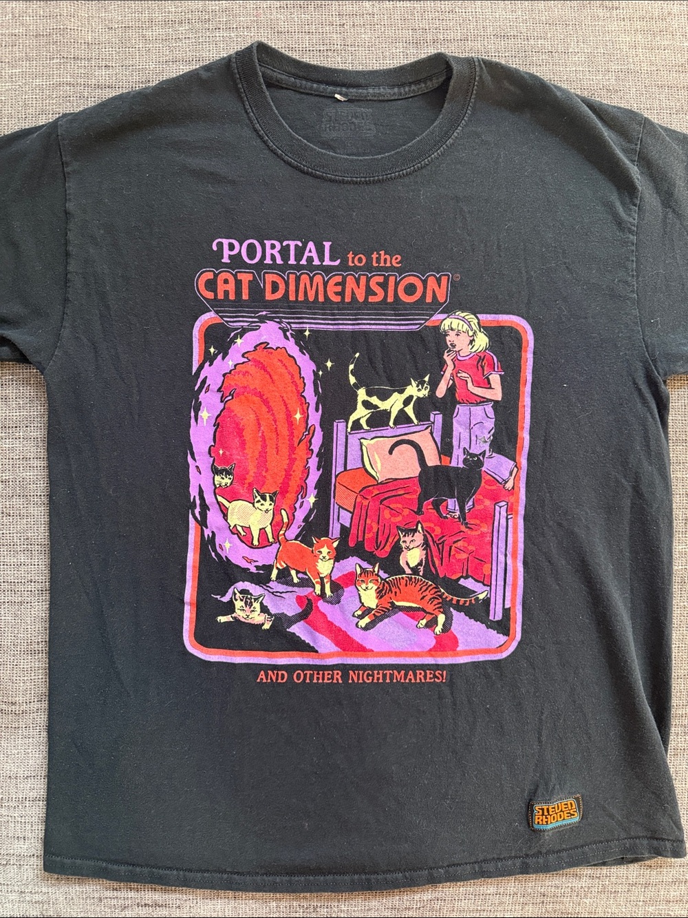 Portal to the Cat Dimension Graphic Tee - Black